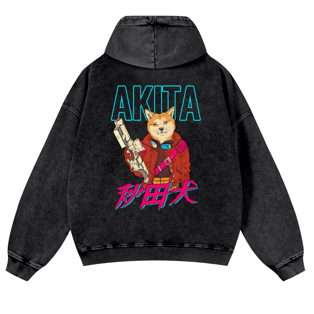 Akita Vintage Washed Cotton Back Art Hoodie