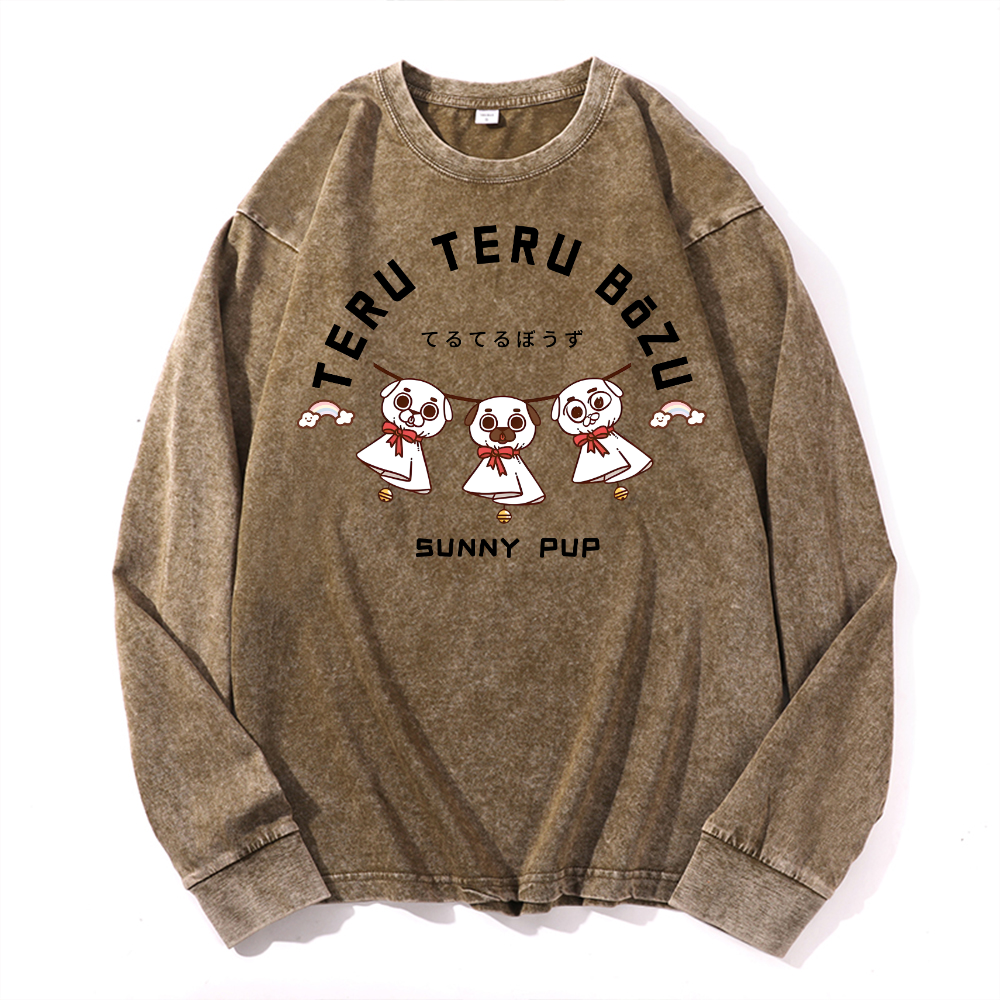 Teru Doll Dog Vintage Cotton Wash Crewneck Sweatshirt