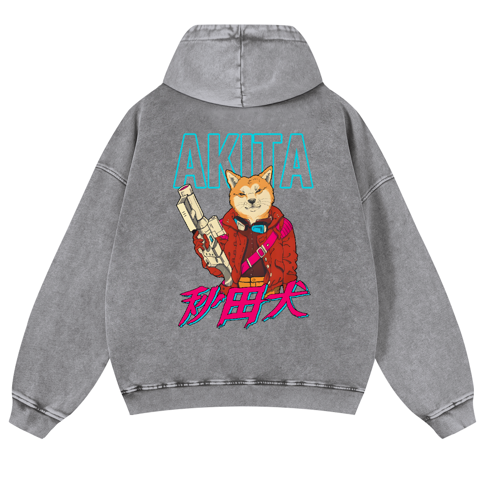 Akita Vintage Washed Cotton Back Art Hoodie