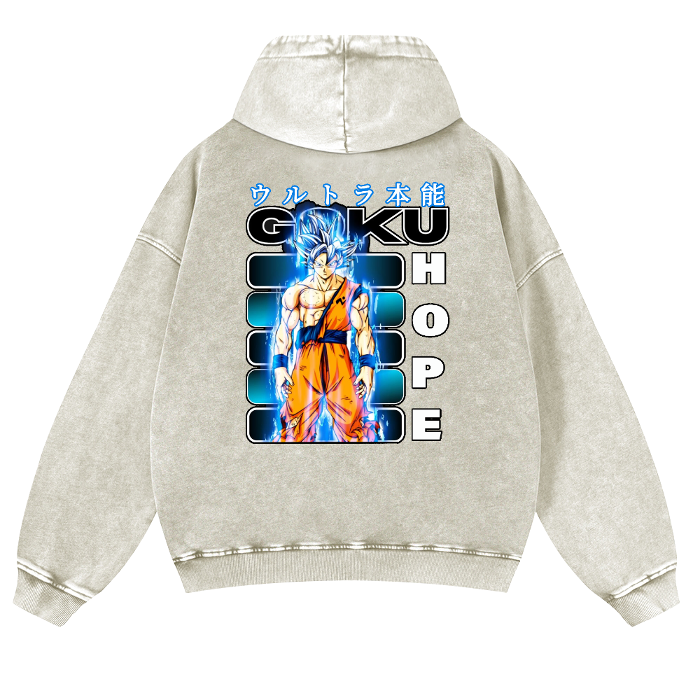 Son Goku Vintage Washed Cotton Back Art Hoodie