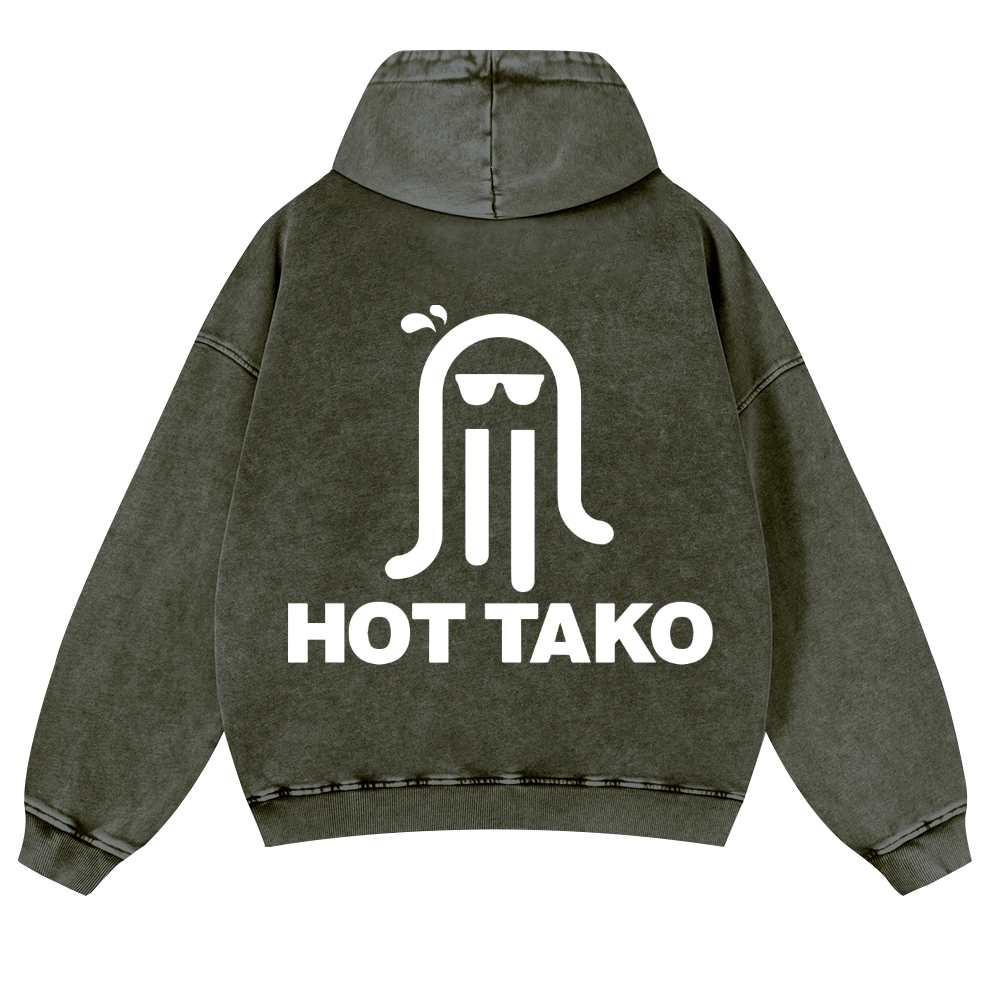 Hot Tako Vintage Washed Cotton Back Art Hoodie