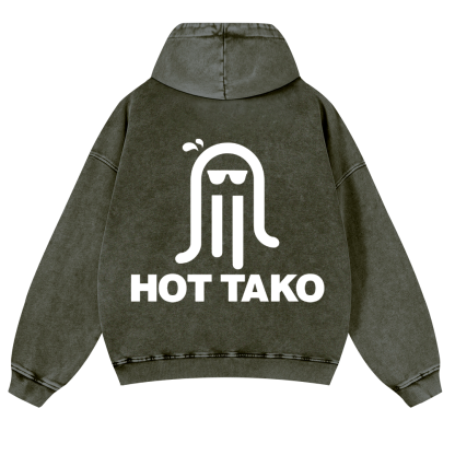 Hot Tako Vintage Washed Cotton Back Art Hoodie