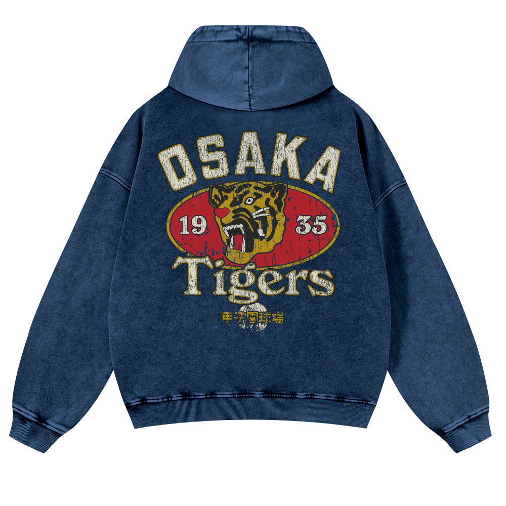 Osaka Tiger 1935 Vintage Washed Cotton Back Art Hoodie