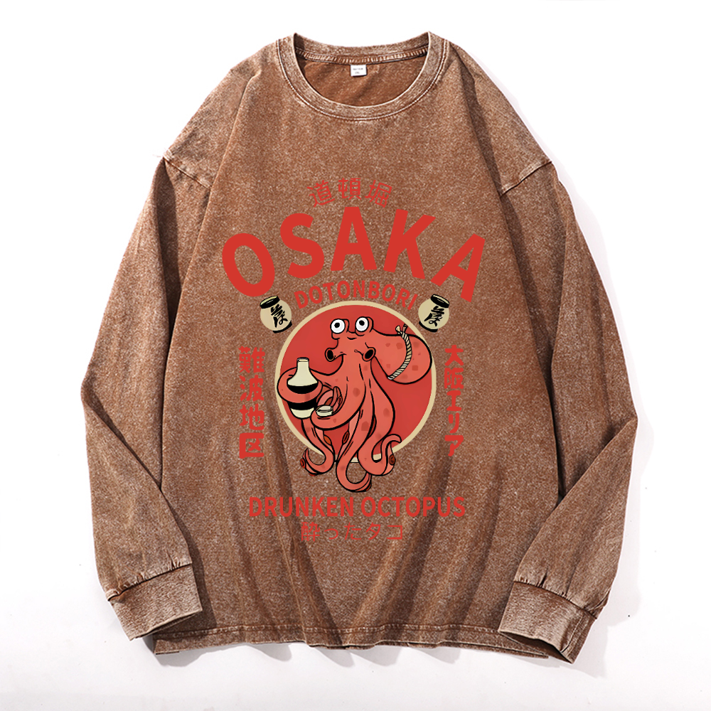 OSAKA Dotonbori Vintage Cotton Wash Crewneck Sweatshirt