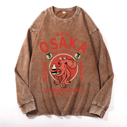 OSAKA Dotonbori Vintage Cotton Wash Crewneck Sweatshirt