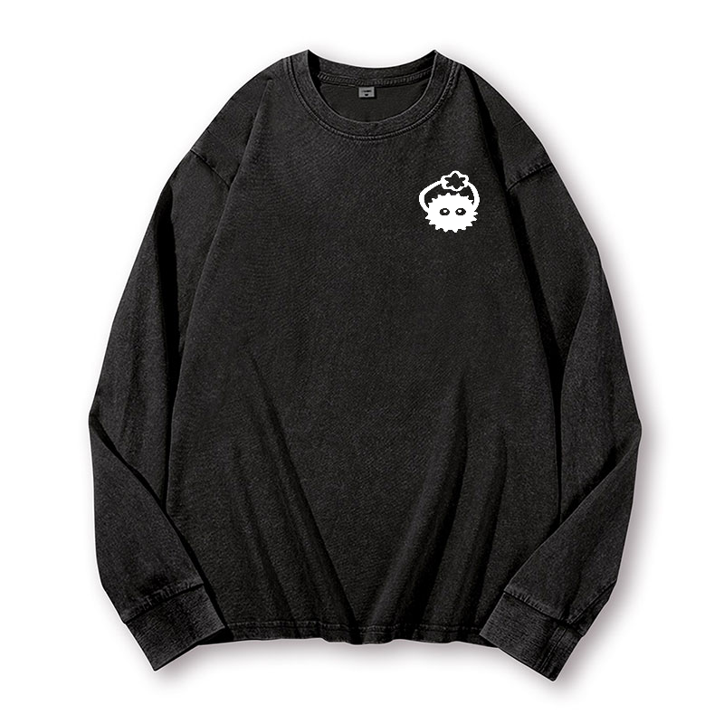 Ghibli Totoro No Face Kaonashi Vintage Washed Cotton Back Art Long-sle