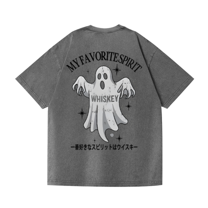 Whiskey Vintage Wash Japanese Design Back Art T-Shirt
