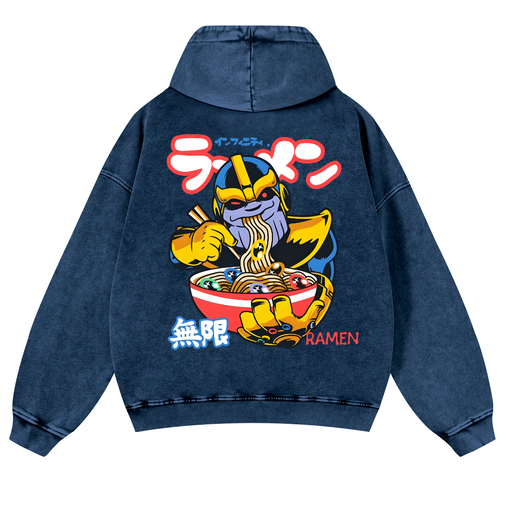Ramen Hero Vintage Washed Cotton Back Art Hoodie