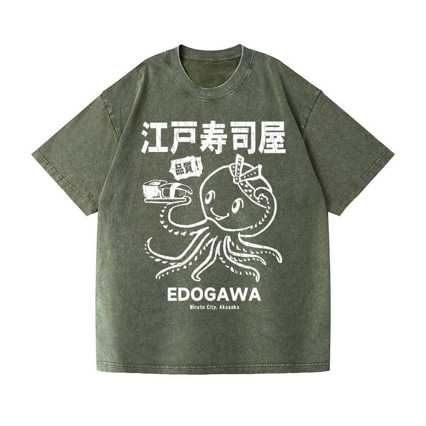 Edogawa  Octopus Vintage Wash Japanese Design T-Shirt