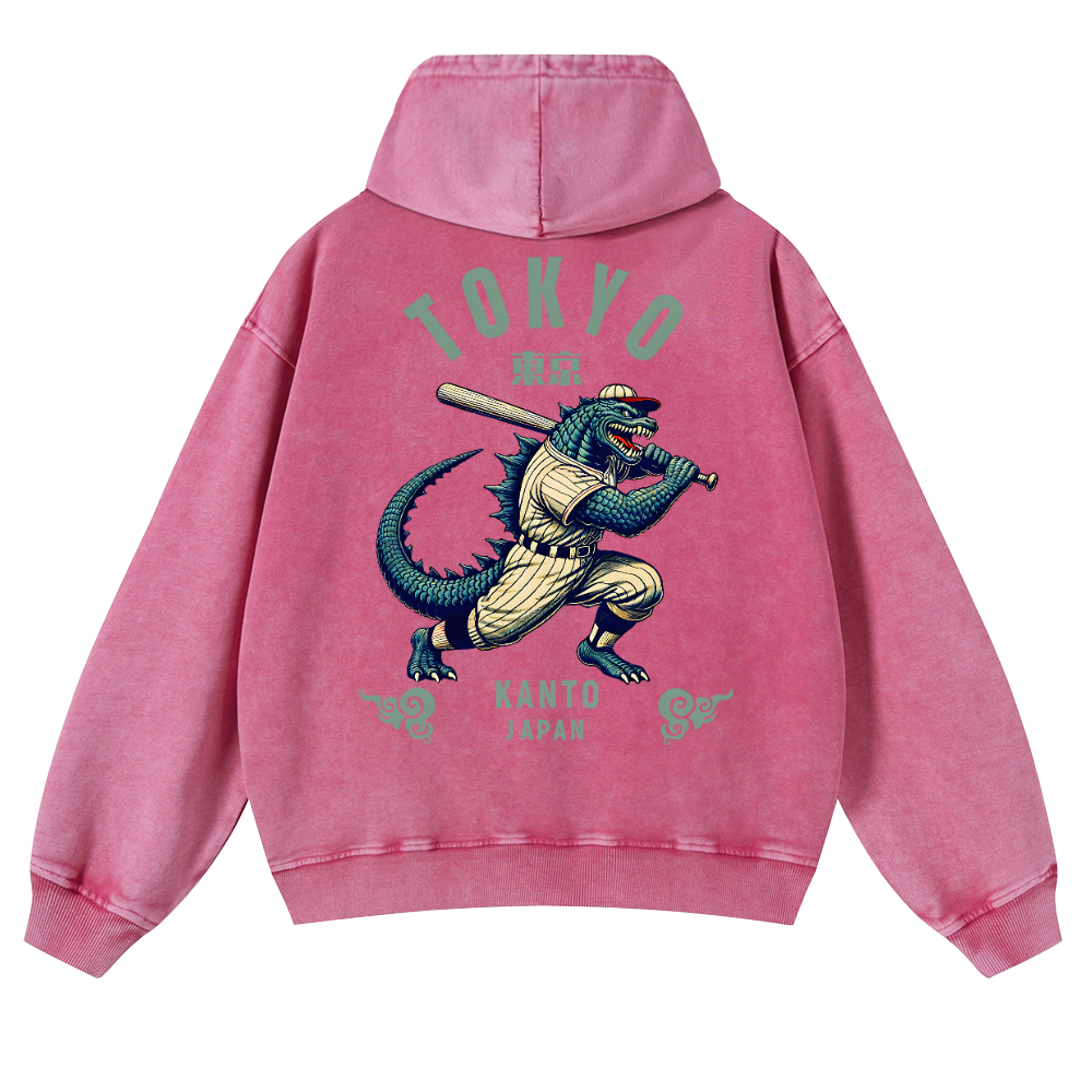 Tokyo Kanto Japan Vintage Washed Cotton Back Art Hoodie