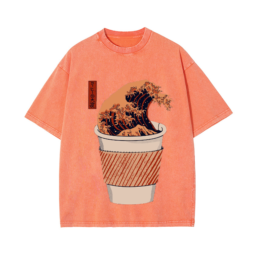 Wave Vintage Wash Japanese Design T-Shirt