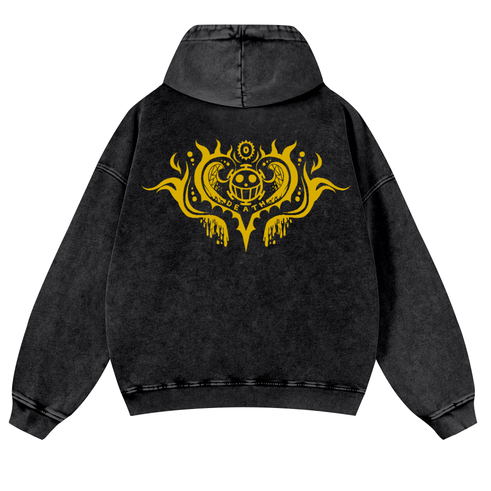 One Piece Vintage Washed Cotton Back Art Hoodie