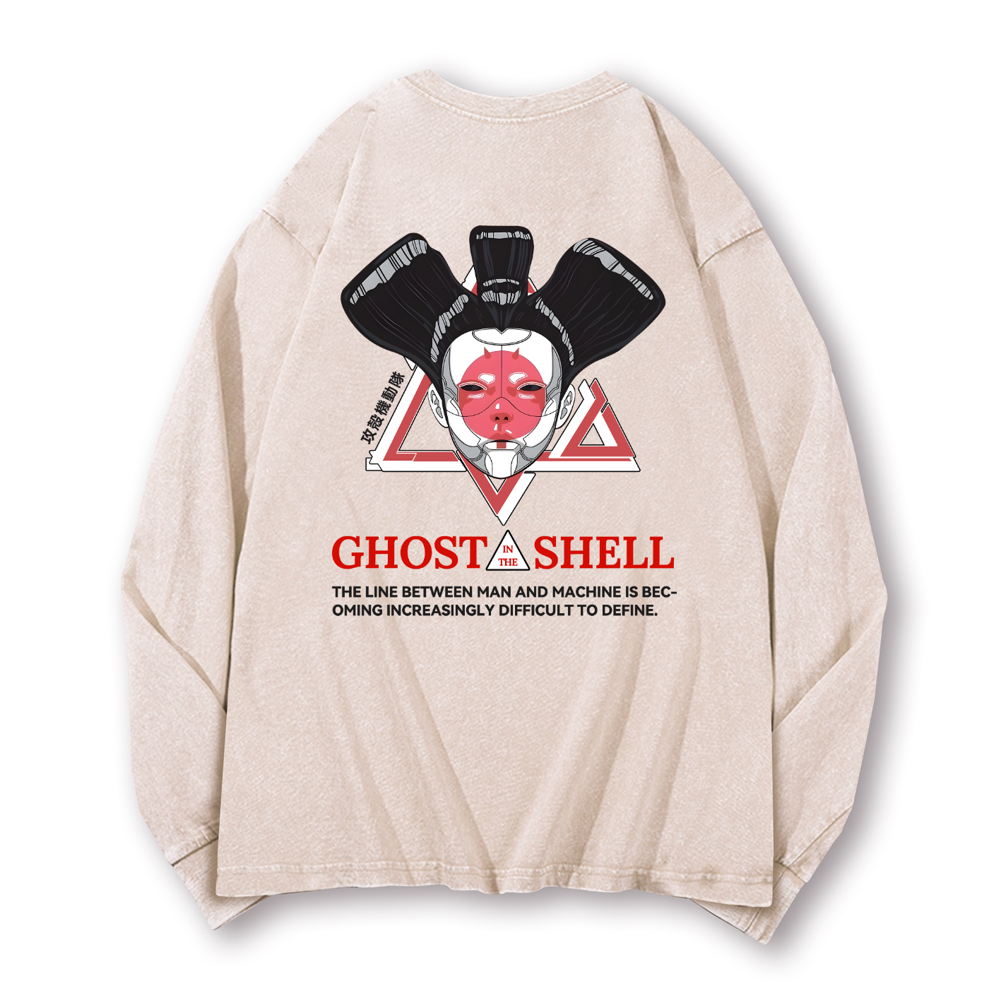 Ghost in the Shell Geisha Vintage Washed Cotton Back Art Long-sleeve T-shirt