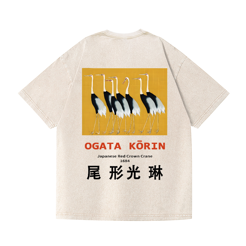 Ogata Korin Vintage Wash Japanese Design Back Art T-Shirt