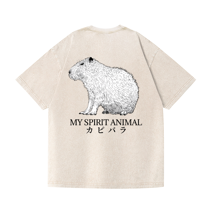 Capybara Vintage Wash Japanese Design Back Art T-Shirt