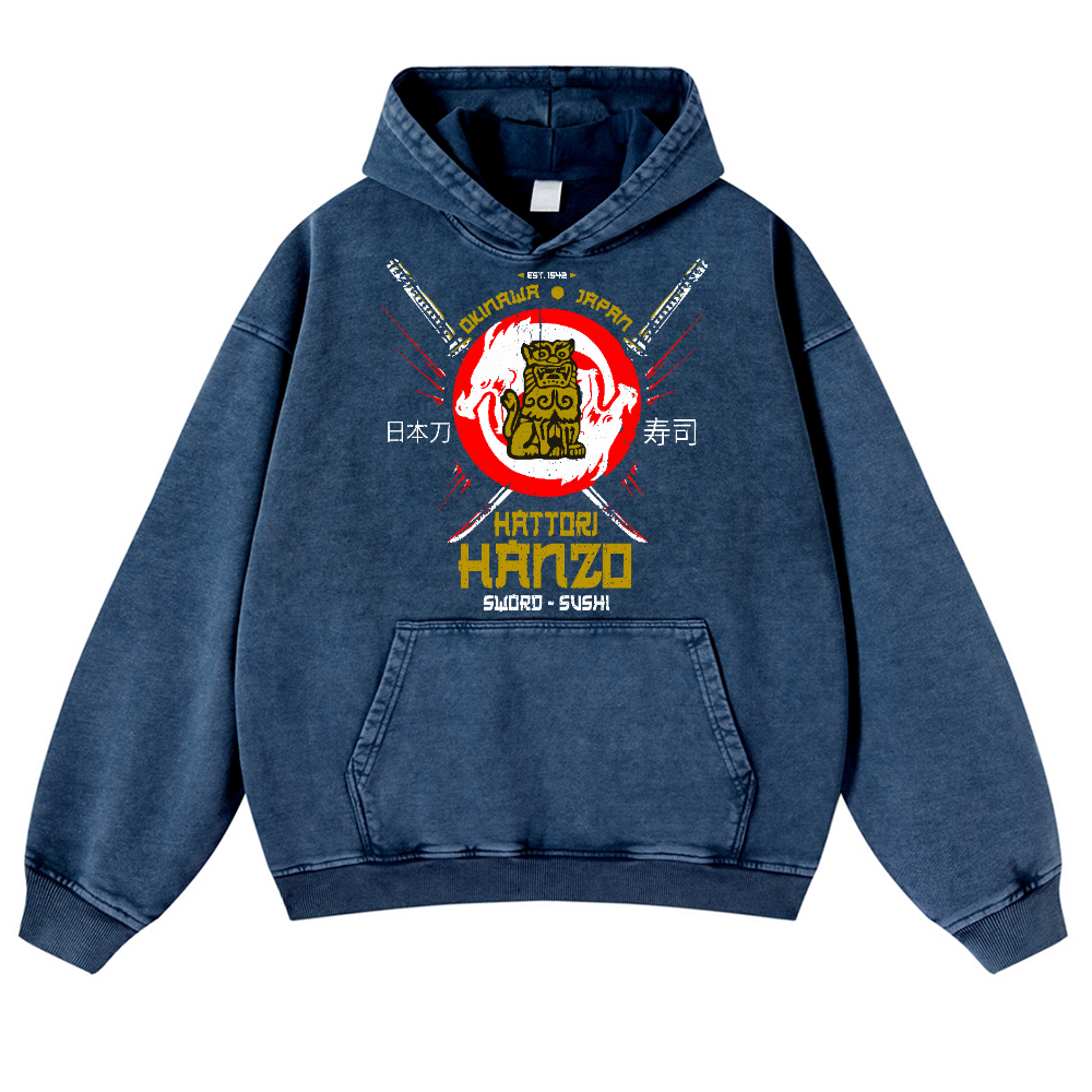 Hattori Hanzo Komainu Vintage Washed Thick Cotton Hoodie