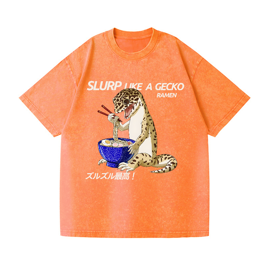 Gecko Vintage Wash Japanese Design T-Shirt