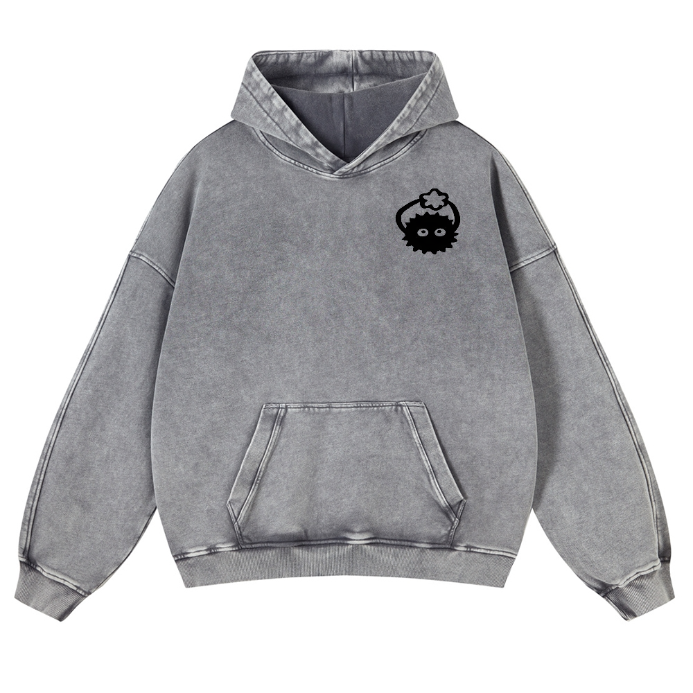 Ghibli Totoro No Face Kaonashi Vintage Washed Cotton Back Art Hoodie