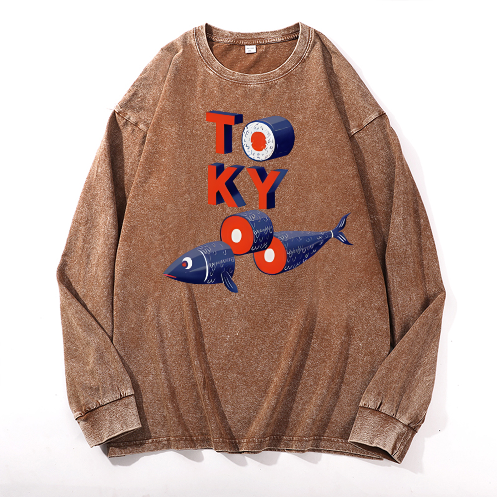 Tokyo Fish Vintage Cotton Wash Crewneck Sweatshirt