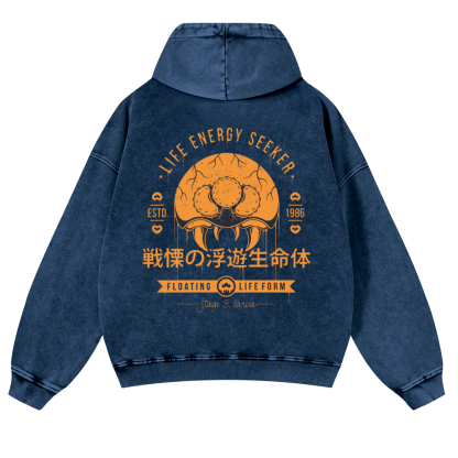 Frightening Floating Organisms Vintage Washed Cotton Back Art Hoodie