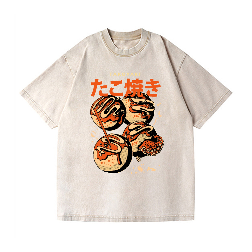 Takoyaki Vintage Wash Japanese Design T-Shirt