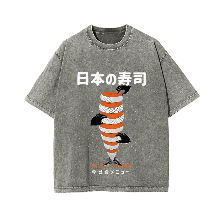 Delicious Salmon Sushi Vintage Wash Japanese Design T-Shirt