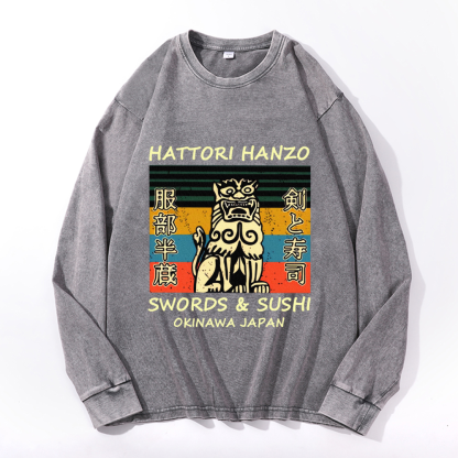 Hattori Hanzo Okinawa Japan Vintage Cotton Wash Crewneck Sweatshirt