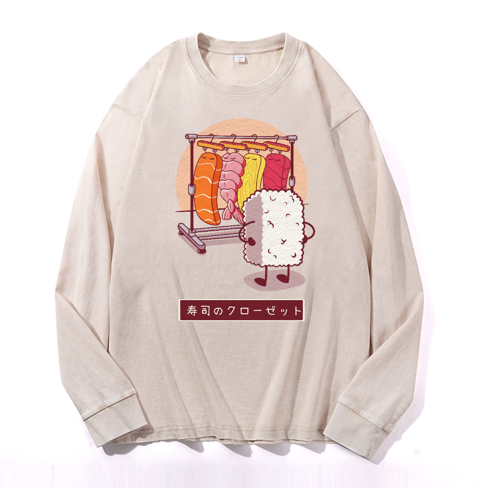 Sushi Vintage Cotton Wash Crewneck Sweatshirt