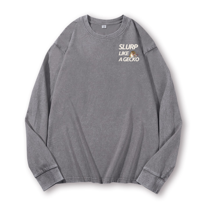 Gecko Vintage Washed Cotton Back Art Long-sleeve T-shirt
