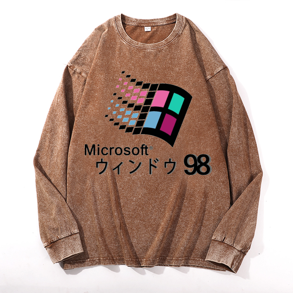 Microsoft Windows 98 Vintage Cotton Wash Crewneck Sweatshirt