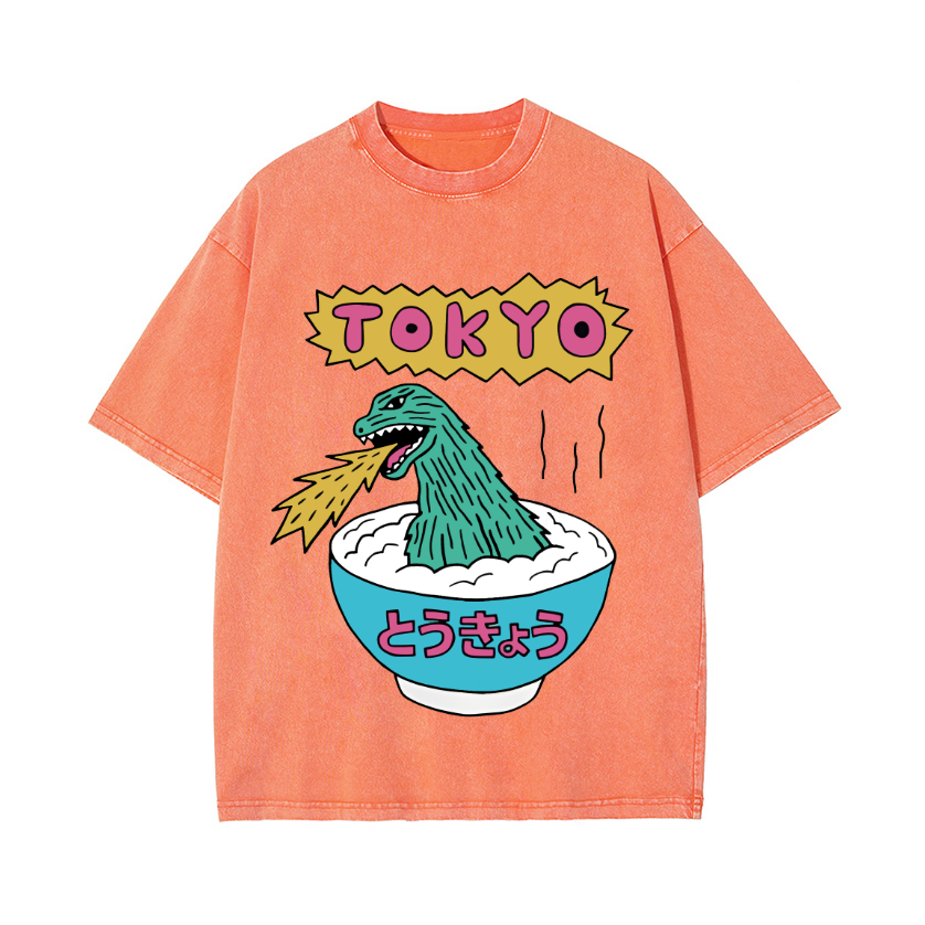 The Monster Rice of Tokyo Vintage Wash Japanese Design T-Shirt