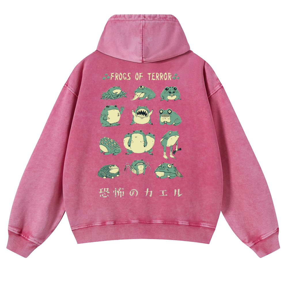 Frog Vintage Washed Cotton Back Art Hoodie