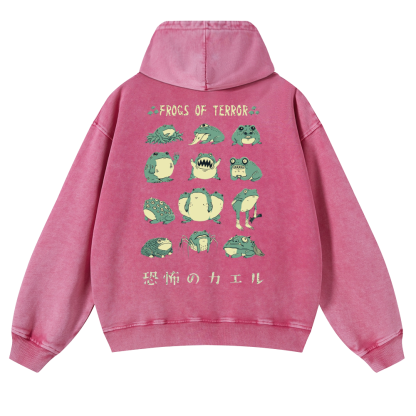 Frog Vintage Washed Cotton Back Art Hoodie