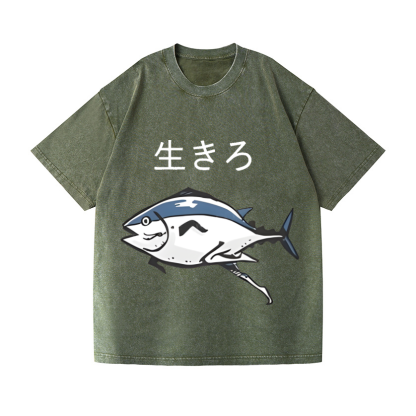 The Living Fish Vintage Wash Japanese Design T-Shirt