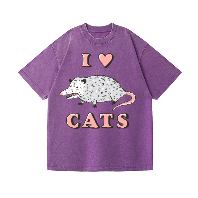 I LOVE CATS Vintage Wash Japanese Design T-Shirt