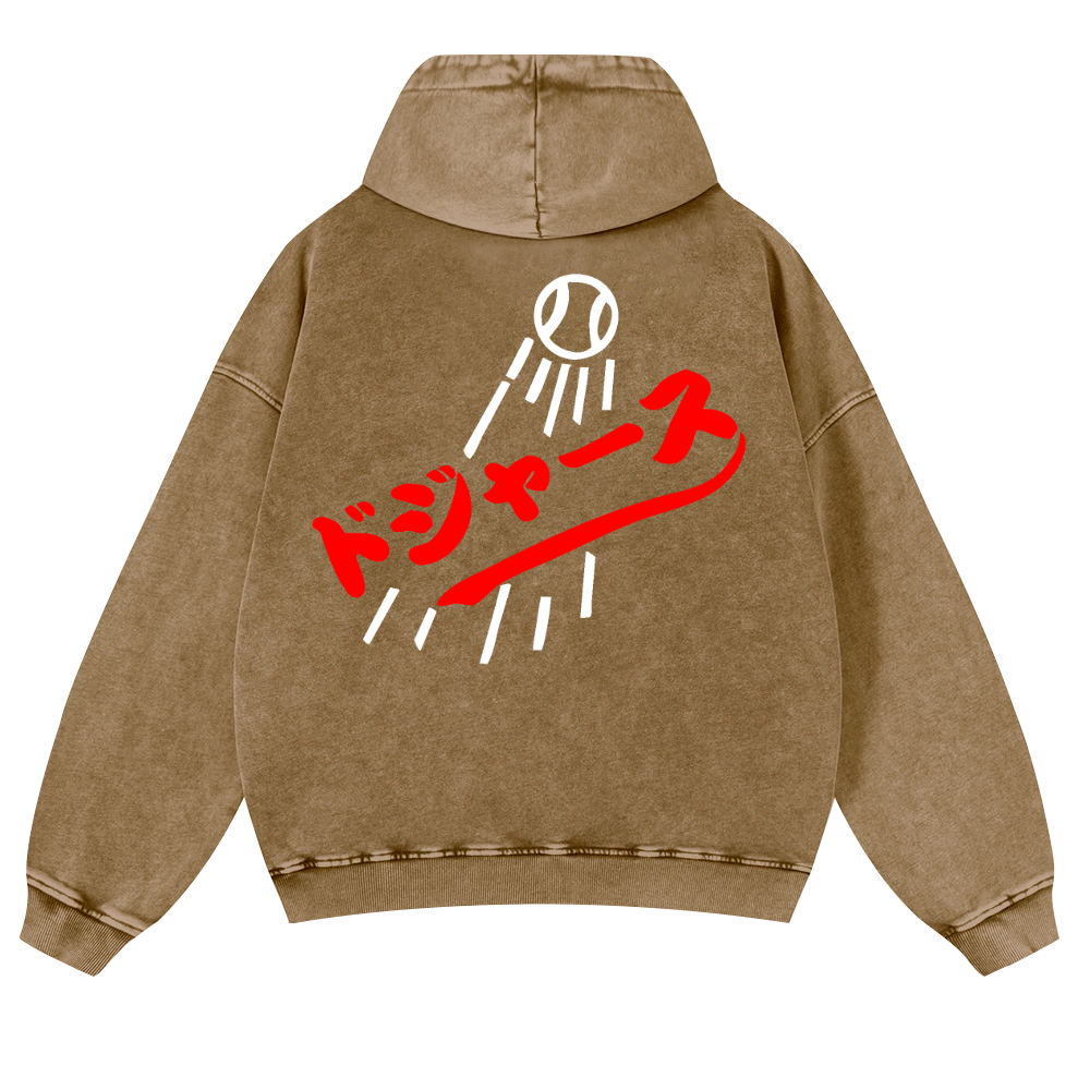 Baseball Vintage Washed Cotton Back Art Hoodie