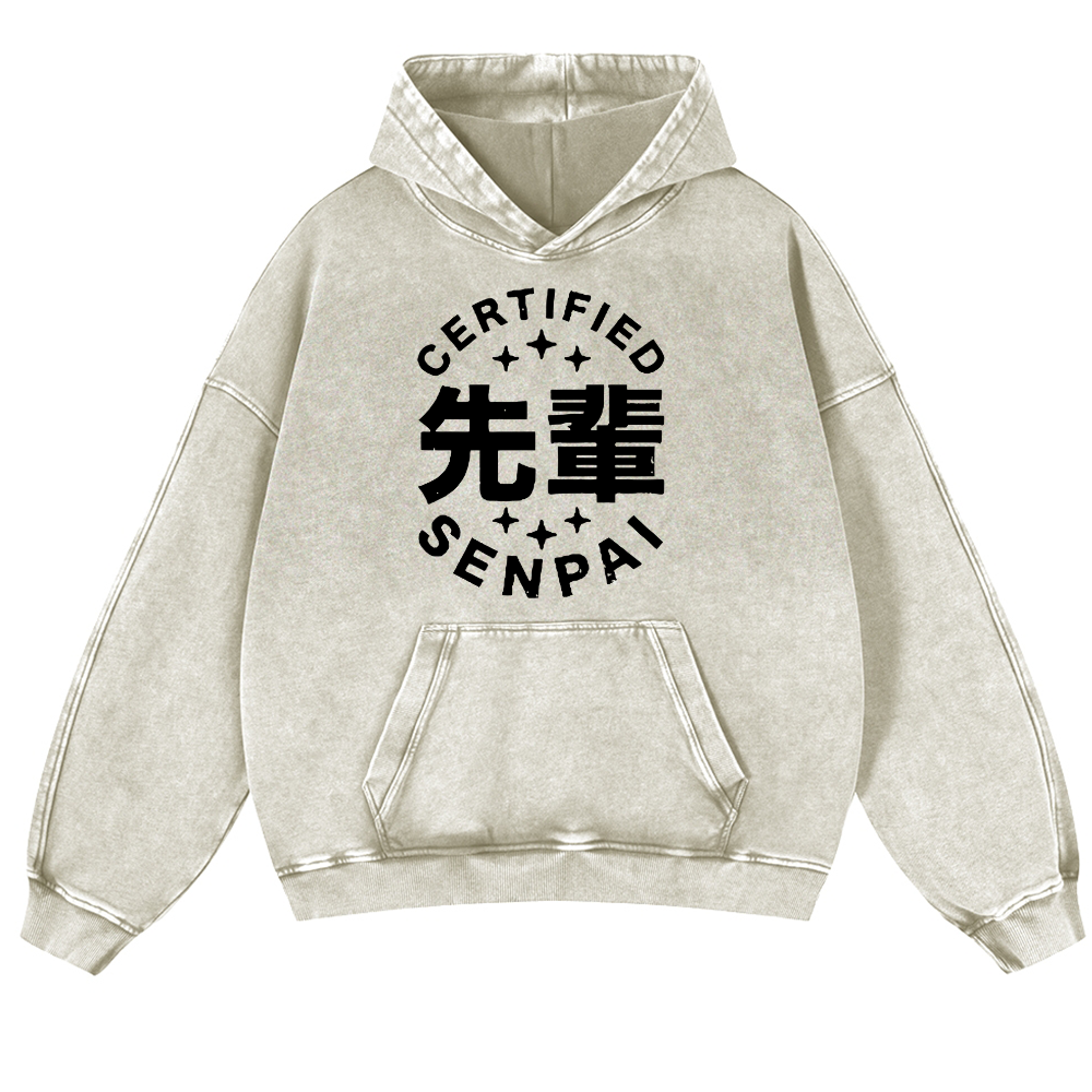 Senpai Vintage Washed Thick Cotton Hoodie