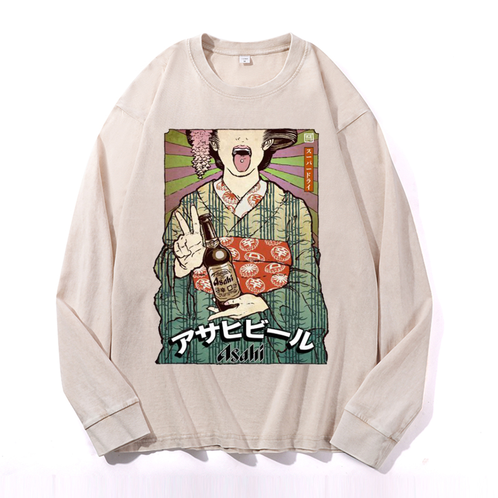 Asahi Breweries Vintage Cotton Wash Crewneck Sweatshirt