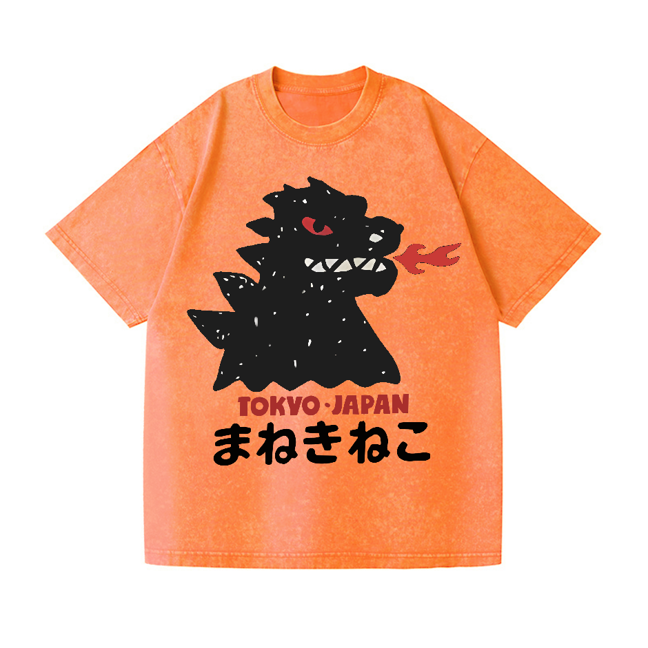 Godzilla Monster Tokyo Japan Vintage Wash Japanese Design T-Shirt