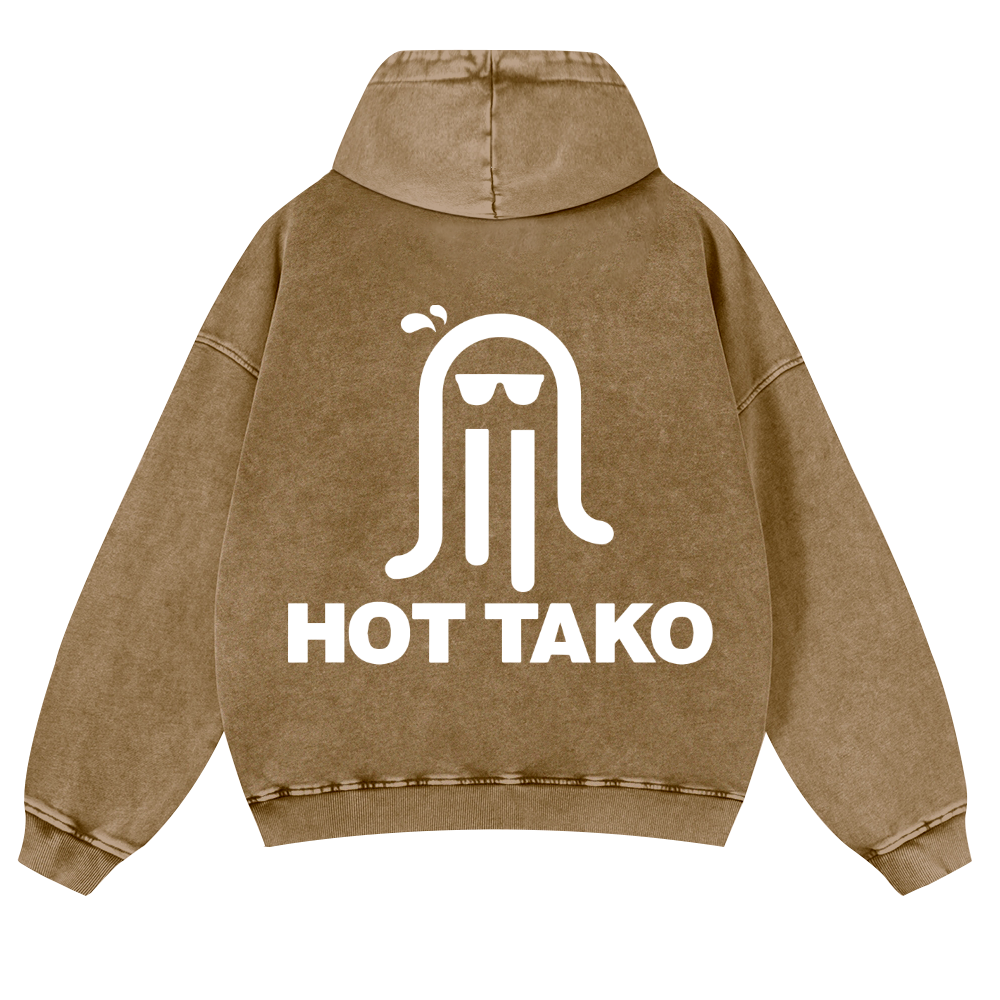Hot Tako Vintage Washed Cotton Back Art Hoodie