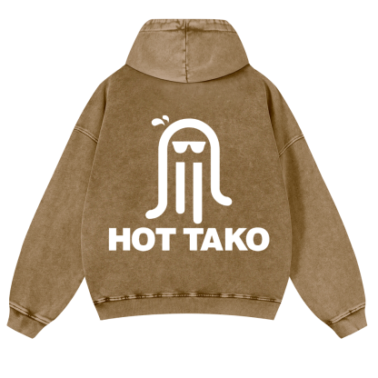 Hot Tako Vintage Washed Cotton Back Art Hoodie