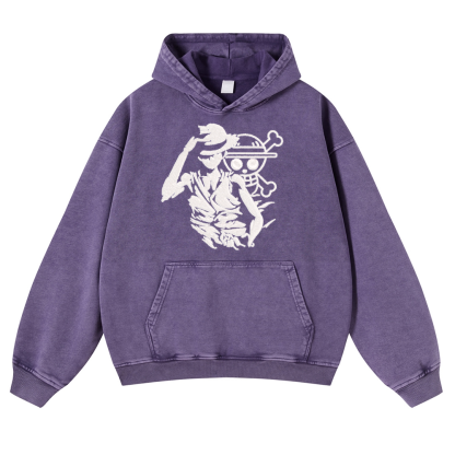One Piece Vintage Washed Thick Cotton Hoodie