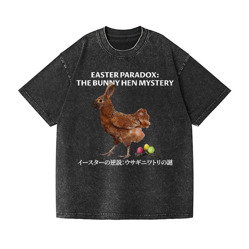 Easter Bunny Chicken Vintage Wash Japanese Design T-Shirt