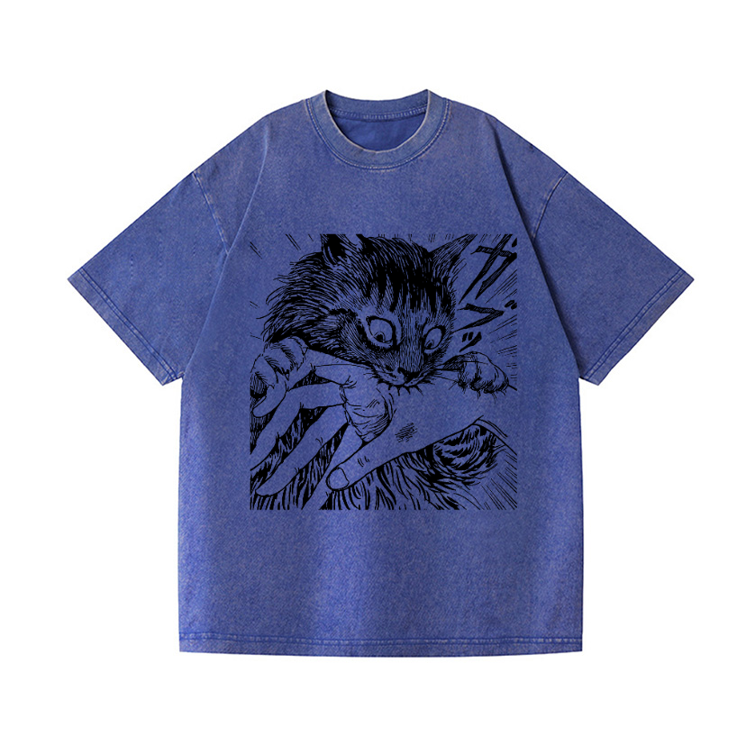 Fierce cat Vintage Wash Japanese Design T-Shirt