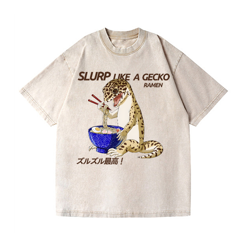 Gecko Vintage Wash Japanese Design T-Shirt