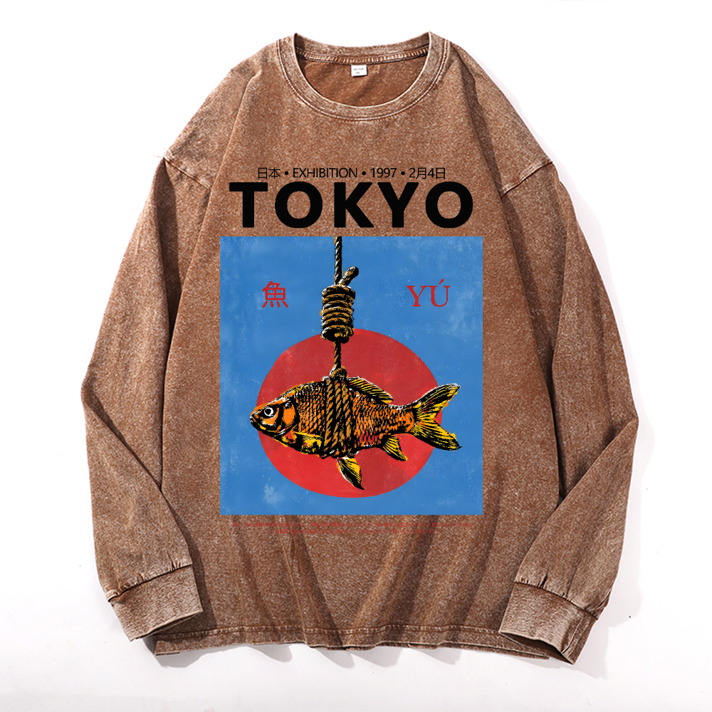 Tokyo Fish Vintage Cotton Wash Long-sleeve T-shirt