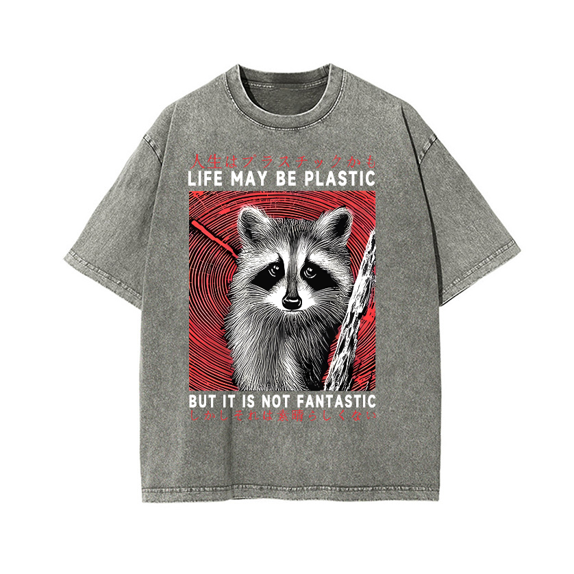Raccoon Vintage Wash Japanese Design T-Shirt