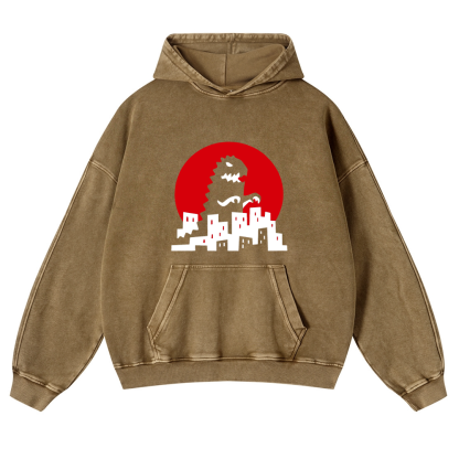 Godzilla Vintage Washed Thick Cotton Hoodie