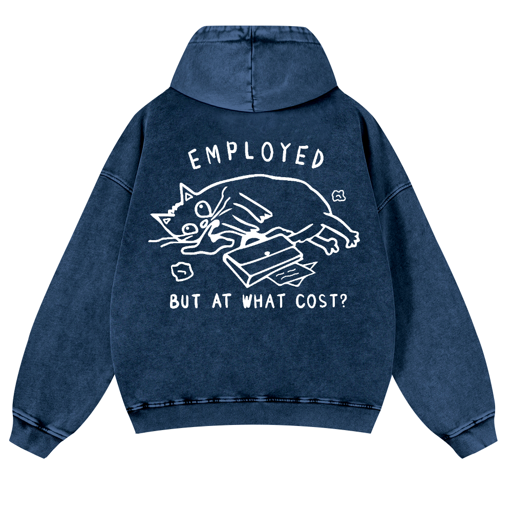 Cat Vintage Washed Cotton Back Art Hoodie