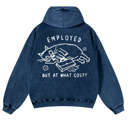 Cat Vintage Washed Cotton Back Art Hoodie